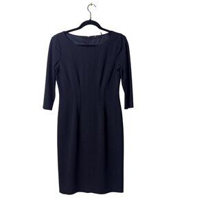 Elie Tahari Black Sheath Dress For Women Size 4  3/4 Sleeves Back Zip Closure Fi
